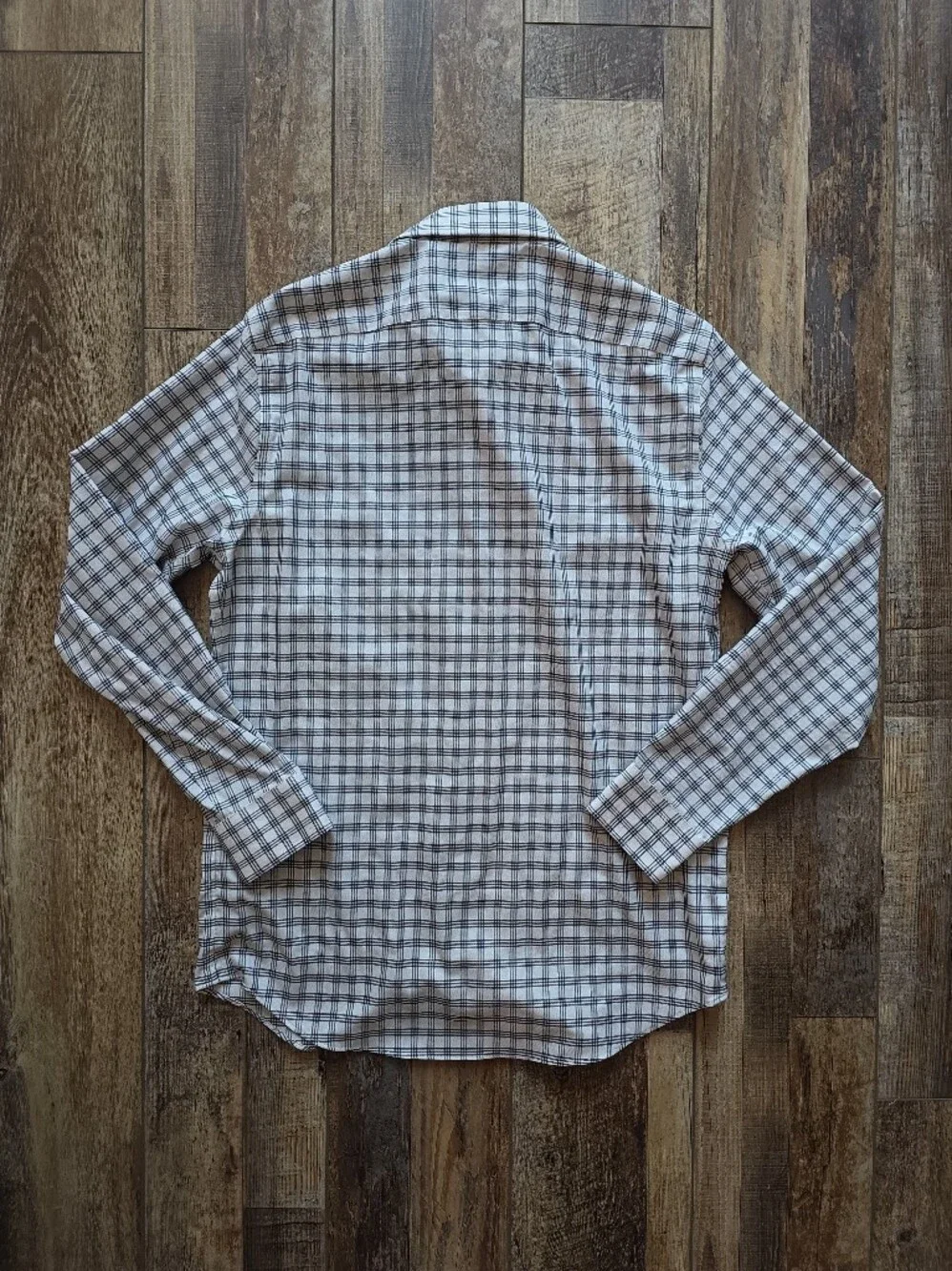 Banana Republic - Non-Iron Slim Fit Dress Shirt - M - White Navy Plaid